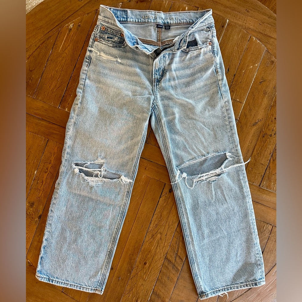 AE Strigid Ripped High-Waisted Stovepipe Jean
